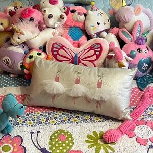 Pottery Barn Kids Ballet Pillow Ballerina Tutu Teen Pink Metallic 12” X 24”